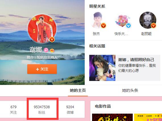 2017最新明星微博粉丝排行榜,谢娜夺冠(获吉尼斯认证)